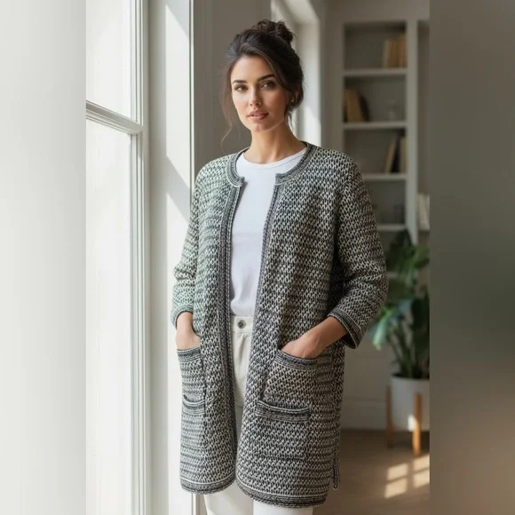 Amina Rubinacci Napoli Wool Cashmere Knit Coat EU 48